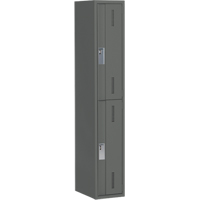 Concorde Heavy-Duty Lockers, 2 -tier, 12" x 18" x 72", Steel, Charcoal, Welded (Assembled) Meunier Outillage Industriel