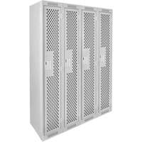 Clean Line Lockers, Bank of 4, 48" x 12" x 72", Steel, Grey, Rivet (Assembled), Perforated Meunier Outillage Industriel