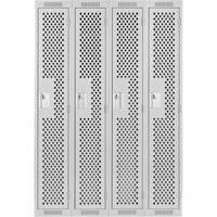 Clean Line Lockers, Bank of 4, 48" x 12" x 72", Steel, Grey, Rivet (Assembled), Perforated Meunier Outillage Industriel