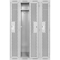 Clean Line Lockers, Bank of 4, 48" x 12" x 72", Steel, Grey, Rivet (Assembled), Perforated Meunier Outillage Industriel