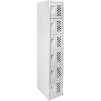 Clean-Line Perforated Lockerette, 6 -tier, 15" x 72" x 12", Steel Meunier Outillage Industriel