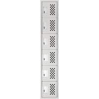Clean-Line Perforated Lockerette, 6 -tier, 15" x 72" x 12", Steel Meunier Outillage Industriel