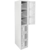 Clean-Line Perforated Lockerette, 6 -tier, 15" x 72" x 12", Steel Meunier Outillage Industriel