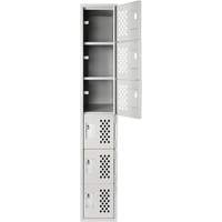Clean-Line Perforated Lockerette, 6 -tier, 15" x 72" x 12", Steel Meunier Outillage Industriel