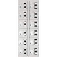 Clean Line Lockerettes, 6 -tier, Bank of 2, 18" x 72" x 12", Steel Meunier Outillage Industriel