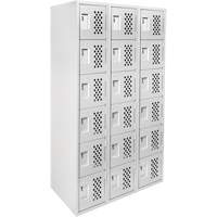 Clean-Line Perforated Lockerette, 6 -tier, Bank of 3, 12" x 72" x 12", Steel Meunier Outillage Industriel