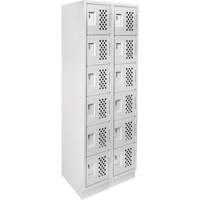 Assembled Lockerettes Clean Line Perforated Economy Lockers, 6 -tier, Bank of 2, 18" x 72" x 12", Steel Meunier Outillage Industriel