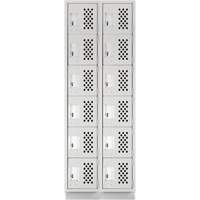 Assembled Lockerettes Clean Line Perforated Economy Lockers, 6 -tier, Bank of 2, 18" x 72" x 12", Steel Meunier Outillage Industriel