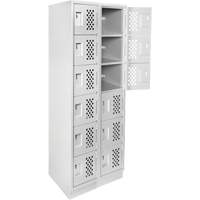 Assembled Lockerettes Clean Line Perforated Economy Lockers, 6 -tier, Bank of 2, 18" x 72" x 12", Steel Meunier Outillage Industriel