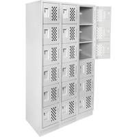 Assembled Lockerettes Clean Line Perforated Economy Lockers, 6 -tier, Bank of 3, 18" x 72" x 12", Steel Meunier Outillage Industriel