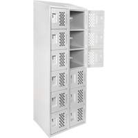 Assembled Lockerettes Clean Line Perforated Economy Lockers, 6 -tier, Bank of 2, 18" x 72" x 12", Steel Meunier Outillage Industriel