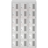 Assembled Lockerettes Clean Line Perforated Economy Lockers, 6 -tier, Bank of 3, 18" x 72" x 12", Steel Meunier Outillage Industriel