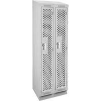 Clean Line Lockers, Bank of 2, 24" x 18" x 82", Steel, Grey, Rivet (Assembled), Perforated Meunier Outillage Industriel