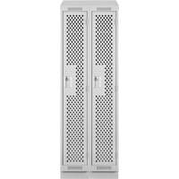 Clean Line Lockers, Bank of 2, 24" x 18" x 82", Steel, Grey, Rivet (Assembled), Perforated Meunier Outillage Industriel