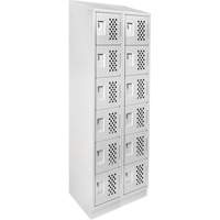 Assembled Lockerettes Clean Line Perforated Economy Lockers, 6 -tier, Bank of 2, 18" x 72" x 12", Steel Meunier Outillage Industriel
