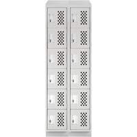 Assembled Lockerettes Clean Line Perforated Economy Lockers, 6 -tier, Bank of 2, 18" x 72" x 12", Steel Meunier Outillage Industriel