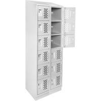 Assembled Lockerettes Clean Line Perforated Economy Lockers, 6 -tier, Bank of 2, 18" x 72" x 12", Steel Meunier Outillage Industriel