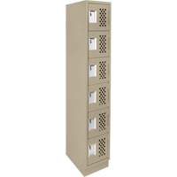 Assembled Lockerettes Clean Line Perforated Economy Lockers, 6 -tier, 18" x 72" x 12", Steel Meunier Outillage Industriel