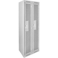 Clean Line™ Lockers, Bank of 2, 24" x 12" x 72", Steel, Grey, Rivet (Assembled), Perforated FK225 | Meunier Outillage Industriel