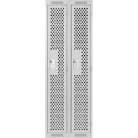 Clean Line™ Lockers, Bank of 2, 24" x 12" x 72", Steel, Grey, Rivet (Assembled), Perforated FK225 | Meunier Outillage Industriel