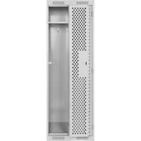 Clean Line™ Lockers, Bank of 2, 24" x 15" x 72", Steel, Grey, Rivet (Assembled), Perforated FK693 | Meunier Outillage Industriel
