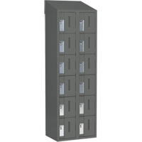 Concorde Heavy-Duty Lockers, 6 -tier, Bank of 2, 24" x 18" x 78", Steel, Charcoal, Welded (Assembled) Meunier Outillage Industriel