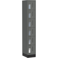 Concorde Heavy-Duty Lockers, 6 -tier, 12" x 18" x 76", Steel, Charcoal, Welded (Assembled) Meunier Outillage Industriel