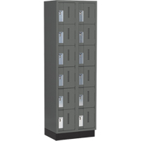 Concorde Heavy-Duty Lockers, 6 -tier, Bank of 2, 24" x 18" x 76", Steel, Charcoal, Welded (Assembled) Meunier Outillage Industriel