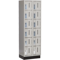 Concorde Heavy-Duty Lockers, 6 -tier, Bank of 2, 24" x 18" x 76", Steel, Grey, Welded (Assembled) Meunier Outillage Industriel