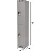 Lockers, 2 -tier, 12" x 18" x 72", Steel, Grey, Knocked Down Meunier Outillage Industriel