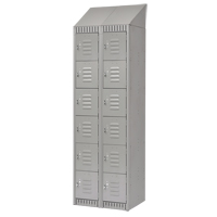 Lockers, 6 -tier, Bank of 2, 24" x 18" x 82", Steel, Grey, Knocked Down Meunier Outillage Industriel