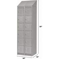Lockers, 6 -tier, Bank of 2, 24" x 18" x 82", Steel, Grey, Knocked Down Meunier Outillage Industriel