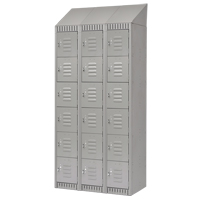 Lockers, 6 -tier, Bank of 3, 36" x 18" x 82", Steel, Grey, Knocked Down Meunier Outillage Industriel