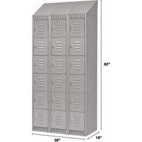 Lockers, 6 -tier, Bank of 3, 36" x 18" x 82", Steel, Grey, Knocked Down Meunier Outillage Industriel