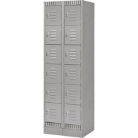 Lockers, 6 -tier, Bank of 2, 24" x 18" x 76", Steel, Grey, Knocked Down Meunier Outillage Industriel