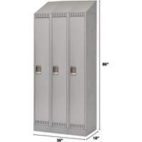 Lockers, Bank of 3, 36" x 18" x 86", Steel, Grey, Knocked Down Meunier Outillage Industriel