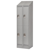 Lockers, 2 -tier, Bank of 2, 24" x 18" x 86", Steel, Grey, Knocked Down Meunier Outillage Industriel