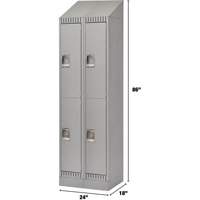 Lockers, 2 -tier, Bank of 2, 24" x 18" x 86", Steel, Grey, Knocked Down Meunier Outillage Industriel