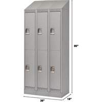 Casiers, 2 niveaux, Bloc de 3, 36" x 18" x 86", Acier, Gris, D&eacute;mont&eacute; Meunier Outillage Industriel
