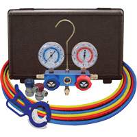 Jeu de manom&egrave;tres collecteurs pour automobile avec coupleurs manuels et robinet perce-canette lat&eacute;rale 3 en 1 Meunier Outillage Industriel