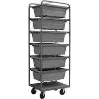Mobile Tub Rack, Double-sided, 6 bins, 26" W x 18" D x 74" H Meunier Outillage Industriel