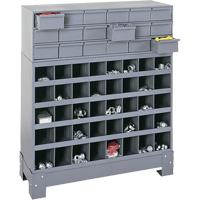 Unité de stockage modulaire pour petites pièces, Acier, 18 tiroirs, 33-3/4" x 12-1/4" x 40-1/2", Gris FN374 | Meunier Outillage Industriel