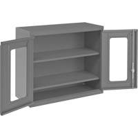 Armoire de rangement murale avec portes transparentes, 26-15/16" h x 29-7/8" la x 13-11/16" p, 2 tablettes, Acier, Gris Meunier Outillage Industriel