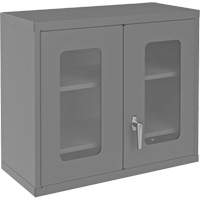 Armoire de rangement murale avec portes transparentes, 26-15/16" h x 29-7/8" la x 13-11/16" p, 2 tablettes, Acier, Gris Meunier Outillage Industriel