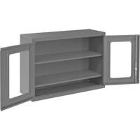 Armoire de rangement murale avec portes transparentes, 26-15/16" h x 35-7/8" la x 13-11/16" p, 2 tablettes, Acier, Gris Meunier Outillage Industriel