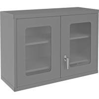 Armoire de rangement murale avec portes transparentes, 26-15/16" h x 35-7/8" la x 13-11/16" p, 2 tablettes, Acier, Gris Meunier Outillage Industriel