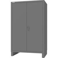 Armoire avec portes encastr&eacute;es en panneau perfor&eacute;, Acier, 4 Tablettes, 78" h x 48" la x 30" P, Gris Meunier Outillage Industriel