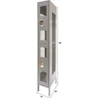 Casiers ventil&eacute;s, 2 niveaux, 12" x 18" x 78", Acier, Gris, D&eacute;mont&eacute;, Perfor&eacute; Meunier Outillage Industriel