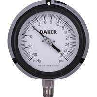 Manom&egrave;tre,  4-1/2", 30"-0-30 psi, Fixation inf&eacute;rieure, Analogique rempli de liquide Meunier Outillage Industriel