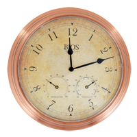 3-in-1 Outdoor Clock, Analog, Battery Operated, 14" Dia., Brown IB840 | Meunier Outillage Industriel